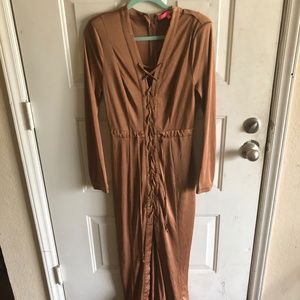 Copper crossbody gown